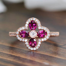 Load image into Gallery viewer, Rhodolite and diamond ring in 14k rose gold