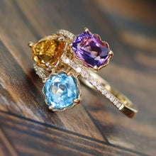 Load image into Gallery viewer, RESERVED: Multi gemstone and diamond ring by Effy in 14k yellow gold
