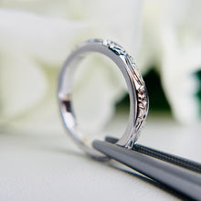 Load image into Gallery viewer, Vintage inspired Auralia sculpted vine patterned band in 14k white gold