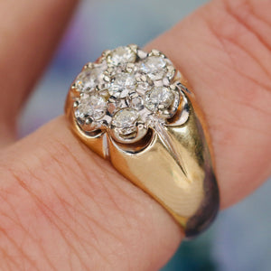 Diamond cluster ring in 14k yellow gold