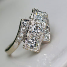 Load image into Gallery viewer, Vintage diamond bypass ring in white gold
