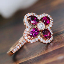 Load image into Gallery viewer, Rhodolite and diamond ring in 14k rose gold