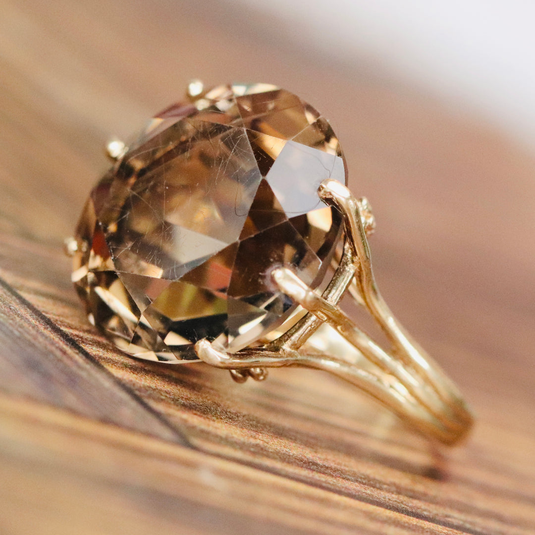 Vintage smokey quartz ring in yellow gold from Manor Jewels