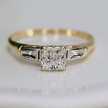 Load image into Gallery viewer, Vintage diamond solitaire in 14k yellow gold