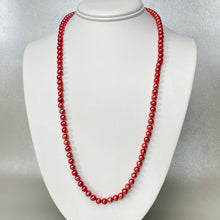 Load image into Gallery viewer, SPECIAL!  26” dyed red freshwater pearl strand necklace