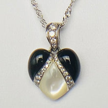 Load image into Gallery viewer, Onyx, mother of pearl and diamond pendant from Kabana