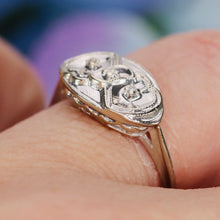 Load image into Gallery viewer, Double diamond Heart ring in 10k white gold