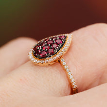 Load image into Gallery viewer, Rhodolite garnet and diamond ring in rose gold