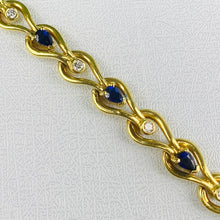 Load image into Gallery viewer, Sapphire and diamond bracelet in 18k yellow gold