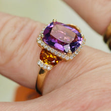 Load image into Gallery viewer, Citrine, amethyst, and diamond ring in 14k yellow gold by Effy