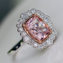 Load image into Gallery viewer, Morganite and diamond ring in 14k white gold