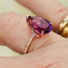 Load image into Gallery viewer, Amethyst and diamond ring in 14k rose gold by Effy