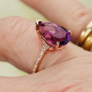 Amethyst and diamond ring in 14k rose gold by Effy