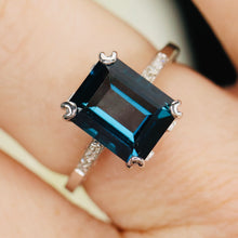 Load image into Gallery viewer, London blue topaz &amp; diamond ring in white gold