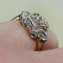 Load image into Gallery viewer, Vintage Diamond pinky ring in 14k yellow and white gold