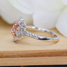 Load image into Gallery viewer, Morganite and diamond ring in 14k white gold