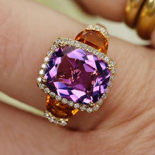 Load image into Gallery viewer, Citrine, amethyst, and diamond ring in 14k yellow gold by Effy