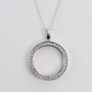 Diamond circle necklace in 14k white gold