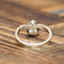 Load image into Gallery viewer, Pearl and diamond chevron ring in 14k white gold