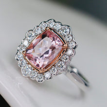 Load image into Gallery viewer, Morganite and diamond ring in 14k white gold