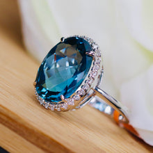Load image into Gallery viewer, Exceptional London blue topaz and diamond ring by Effy in 14k white gold
