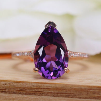 Amethyst and diamond ring in 14k rose gold by Effy