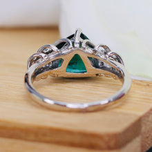 Load image into Gallery viewer, Estate chunky pear shaped green tourmaline and diamond ring in platinum
