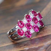 Load image into Gallery viewer, Stunning Ruby &amp; diamond checkerboard ring in platinum