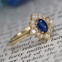 Load image into Gallery viewer, Sapphire and diamond ring in 14k yellow gold