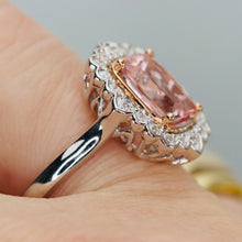 Load image into Gallery viewer, Morganite and diamond ring in 14k white gold