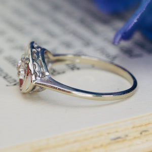 Double diamond Heart ring in 10k white gold