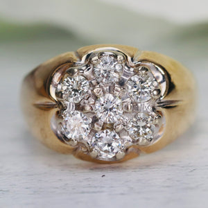 Diamond cluster ring in 14k yellow gold