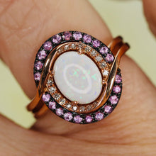 Load image into Gallery viewer, Opal, purple sapphire, and diamond ring in 14k rose gold by Effy