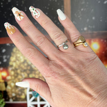 Load image into Gallery viewer, Pearl and diamond chevron ring in 14k white gold