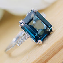Load image into Gallery viewer, London blue topaz &amp; diamond ring in white gold