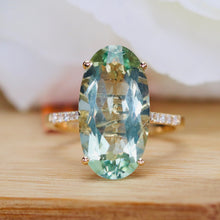 Load image into Gallery viewer, 7.85ct oval prasiolite and diamond ring by Effy in 14k yellow gold