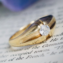 Load image into Gallery viewer, Vintage diamond belcher ring in heavy 14k yellow gold
