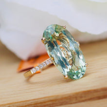 Load image into Gallery viewer, 7.85ct oval prasiolite and diamond ring by Effy in 14k yellow gold