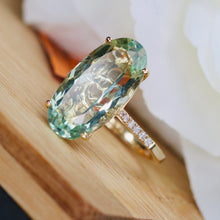 Load image into Gallery viewer, 7.85ct oval prasiolite and diamond ring by Effy in 14k yellow gold