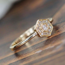 Load image into Gallery viewer, Hexagonal diamond ring in 14k yellow gold
