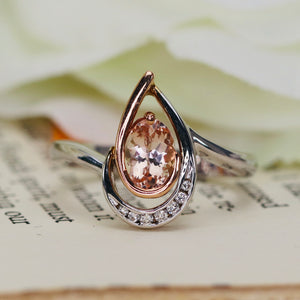 Morganite and diamond ring in 14k white and rose gold by Effy
