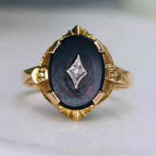 Load image into Gallery viewer, Classic vintage onyx and diamond ring in yellow gold