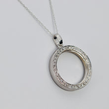 Load image into Gallery viewer, Diamond circle necklace in 14k white gold