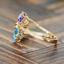 Load image into Gallery viewer, RESERVED: Multi gemstone and diamond ring by Effy in 14k yellow gold
