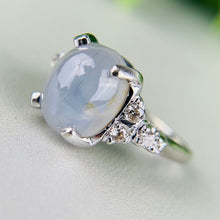 Load image into Gallery viewer, Vintage Star sapphire and diamond ring in 14k white gold