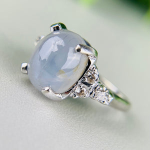 Vintage Star sapphire and diamond ring in 14k white gold