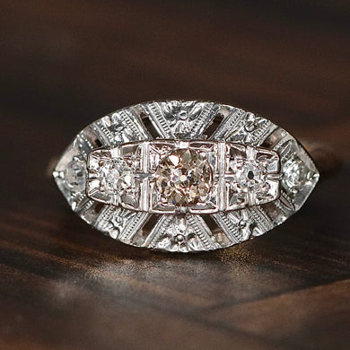 Vintage adjustable old cut Diamond ring in 14k Gold