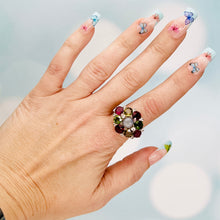 Load image into Gallery viewer, SPECIAL!  Huge multi gem cluster ring in yellow gold and silver